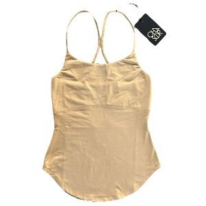 NWT Chaser Racerback Tank Top Keyhole Open Back Spaghetti Strap in Tan Small